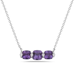 Amethyst And Diamond Halo Necklace