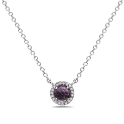 Amethyst And Diamond Halo Necklace