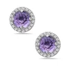 Amethyst And Diamond Halo Post Earrings