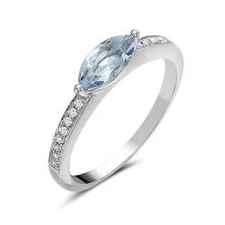 Aquamarine And Diamond Fashion Band