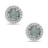 Aquamarine And Diamond Halo Post Earrings