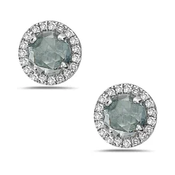 Aquamarine And Diamond Halo Post Earrings