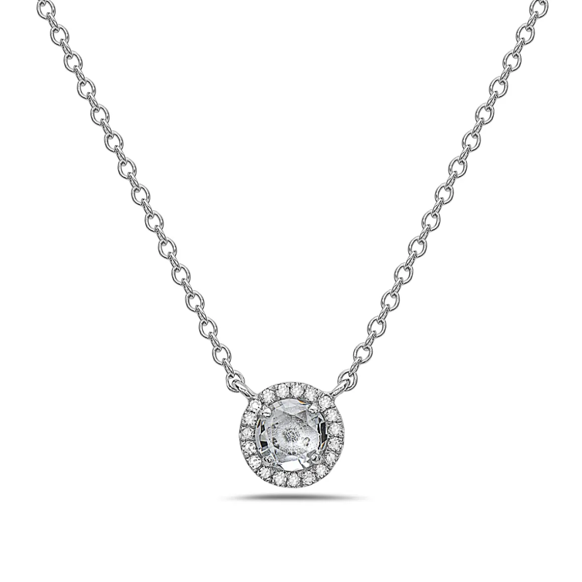 Aquamarine And Diamond Halo Necklace