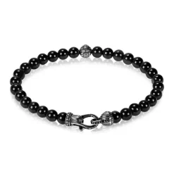 A.R.Z Men's Black Onyx Bead Bracelet