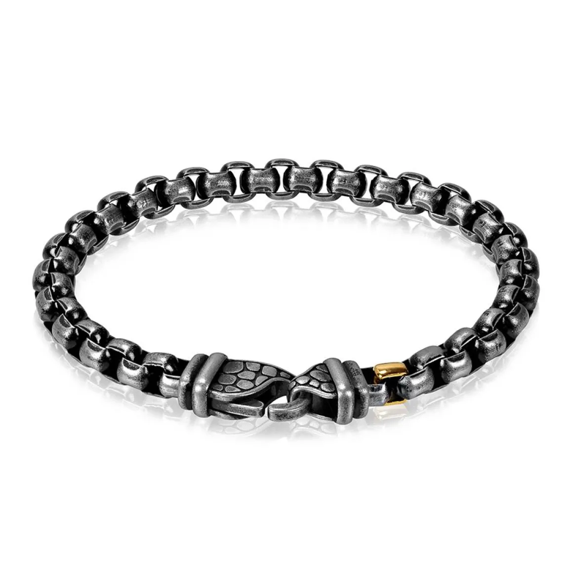 A.R.Z Men's Round Box Link 8.5 Bracelet