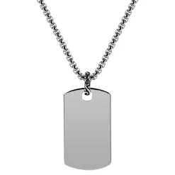 A.R.Z Men's Steel Dog Chain Pendant W/ 28" Chain
