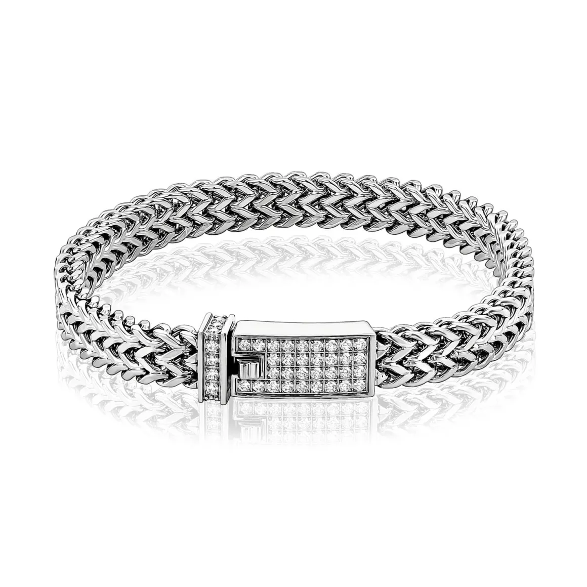 A.R.Z Men's Steel Double Franco Link 8.5" Bracelet