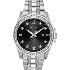 Bulova  Box Set Bul Crystal Mens Stainless Steel
