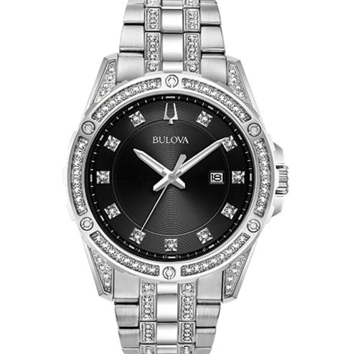 Bulova Box Set Bul Crystal Mens Stainless Steel