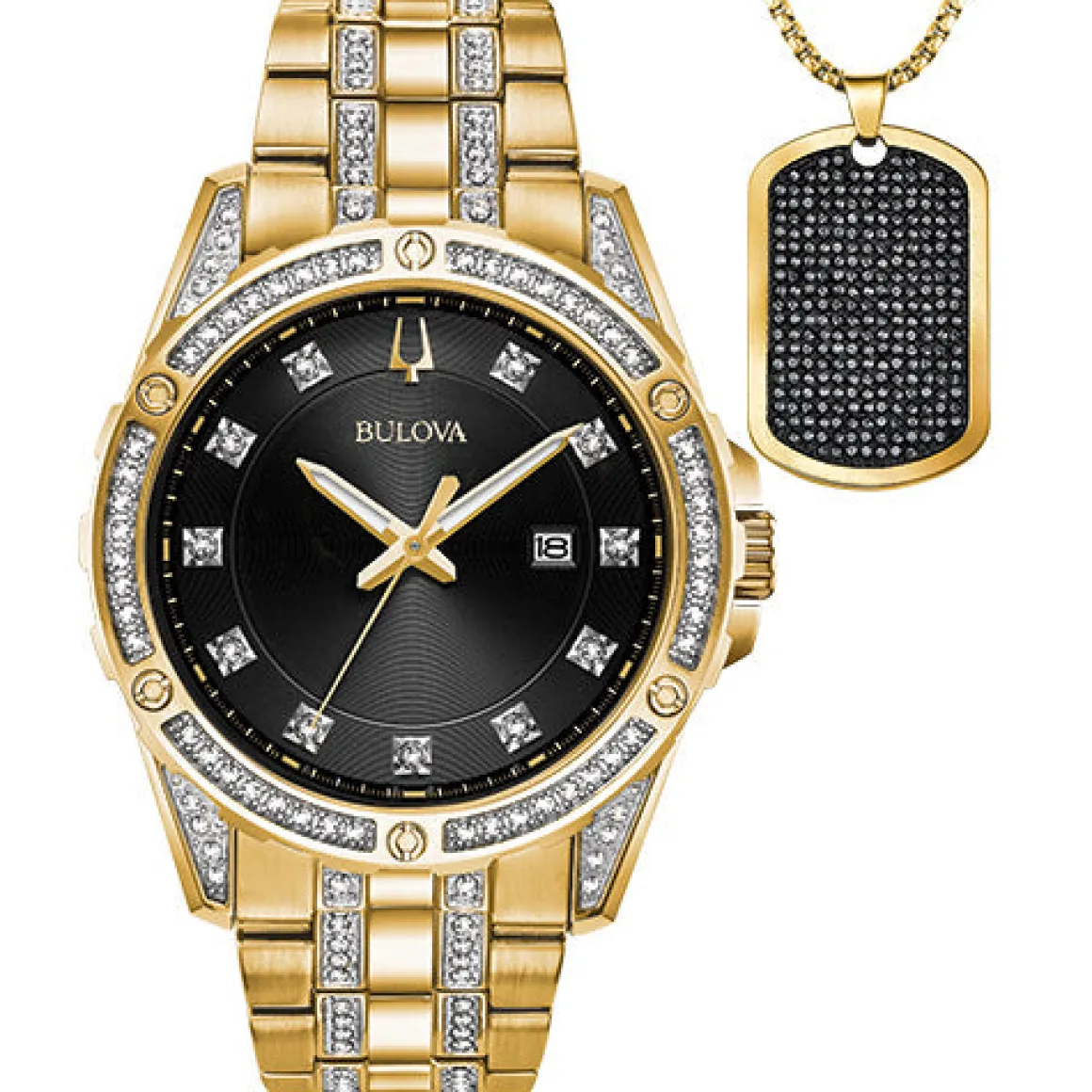 Bulova Dress/Classic Crystal Mens Watch Stainless Steel