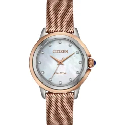 Citizen Eco Drive Ceci Watch With Two Tone Rose And Mother Of Peal Diamond