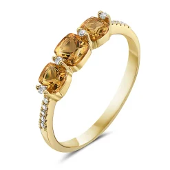 Citrine And Diamond Fashion Ring