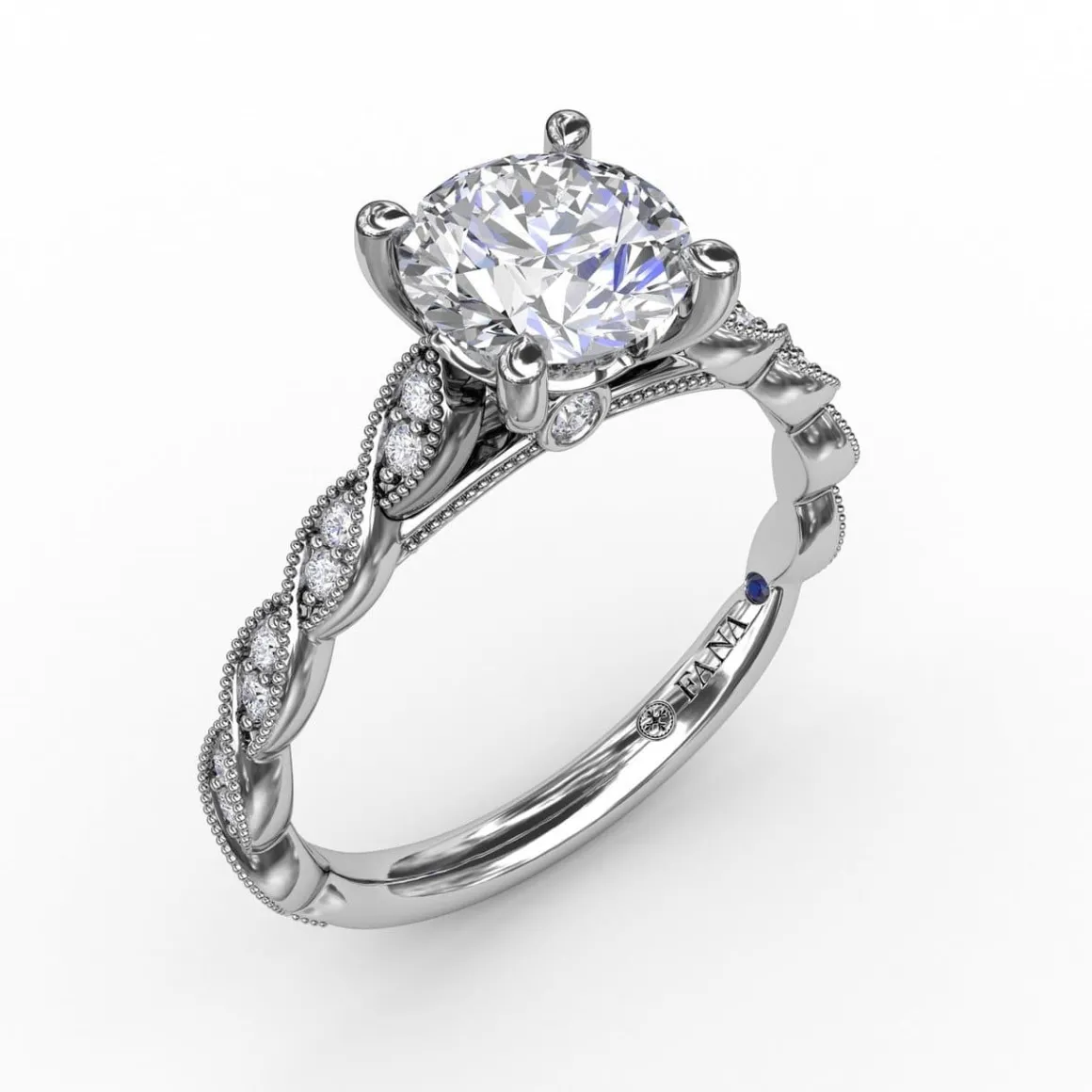 Classic Diamond Solitaire Engagement Ring With Diamond Twist Band