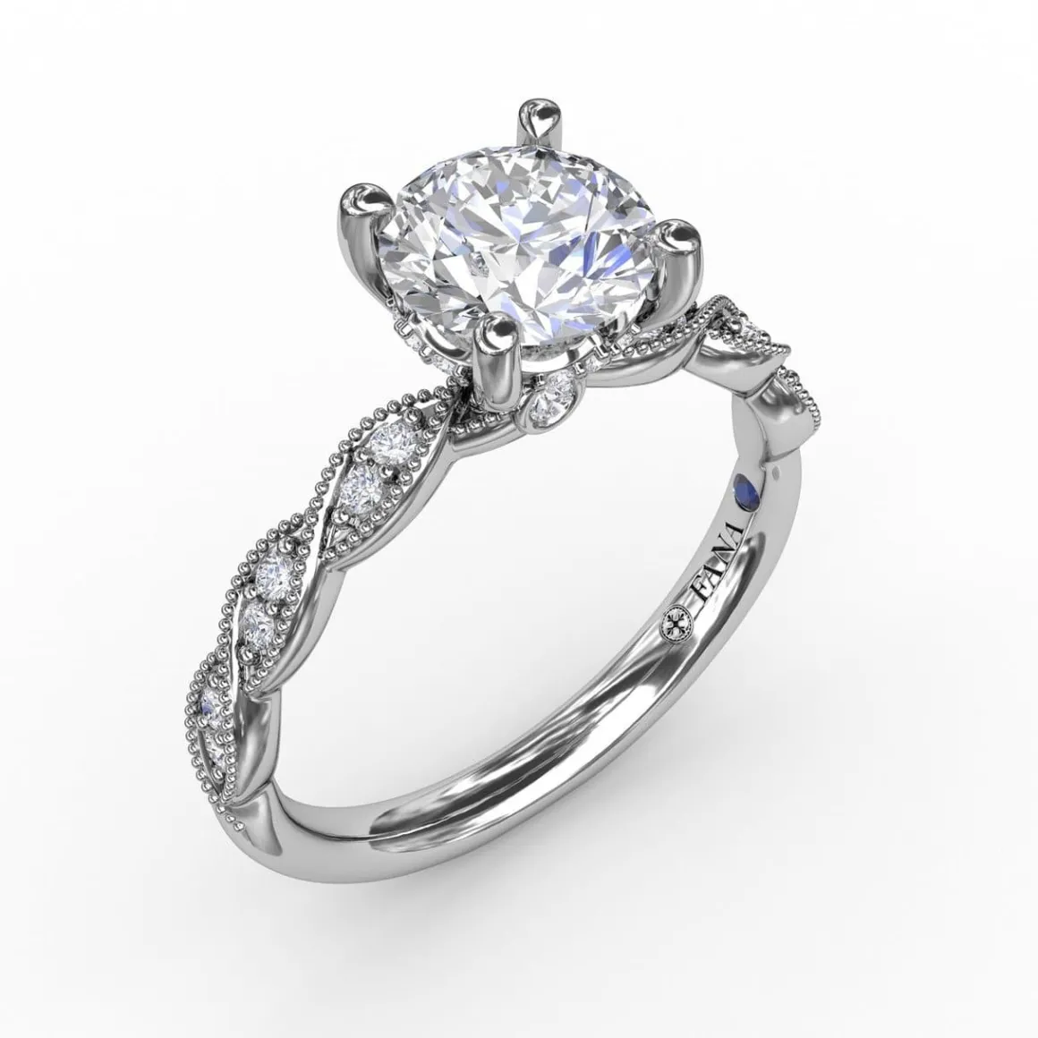 Classic Diamond Solitaire Engagement Ring With Diamond Twist Band