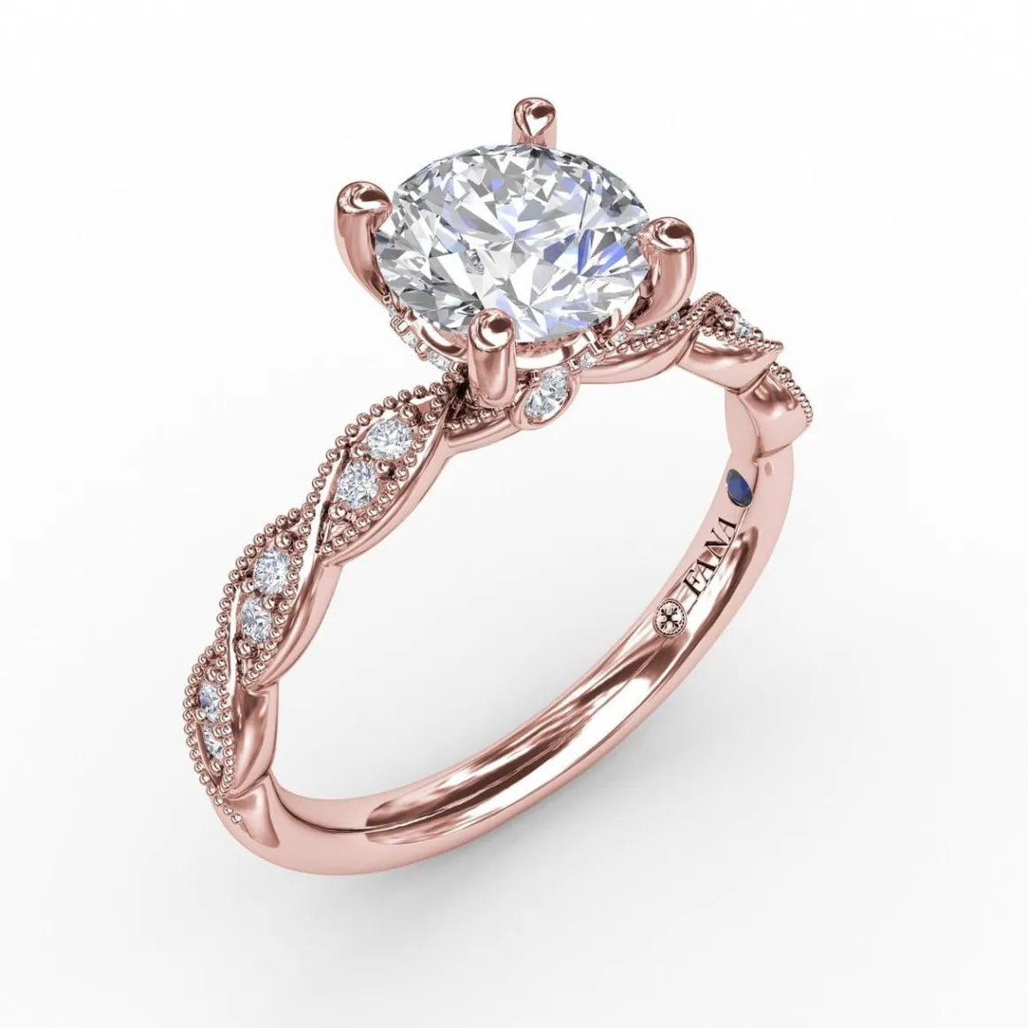 Classic Diamond Solitaire Engagement Ring With Diamond Twist Band