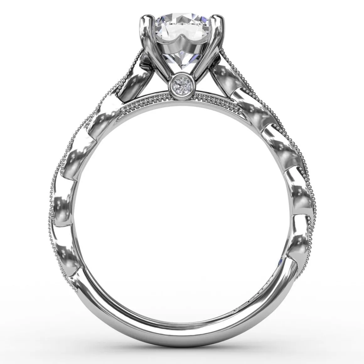 Classic Diamond Solitaire Engagement Ring With Diamond Twist Band
