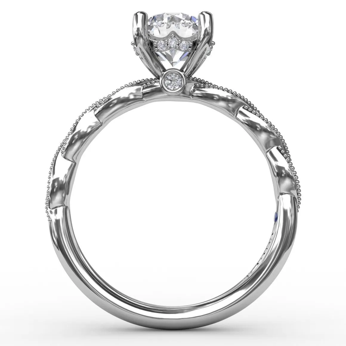 Classic Diamond Solitaire Engagement Ring With Diamond Twist Band