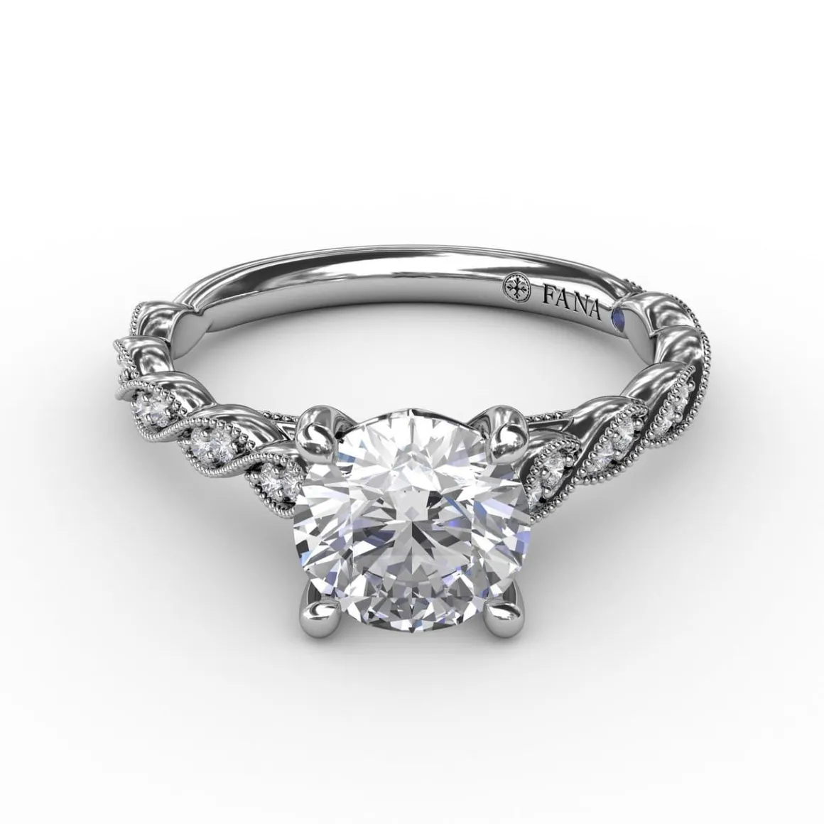 Classic Diamond Solitaire Engagement Ring With Diamond Twist Band