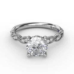 Classic Diamond Solitaire Engagement Ring With Diamond Twist Band