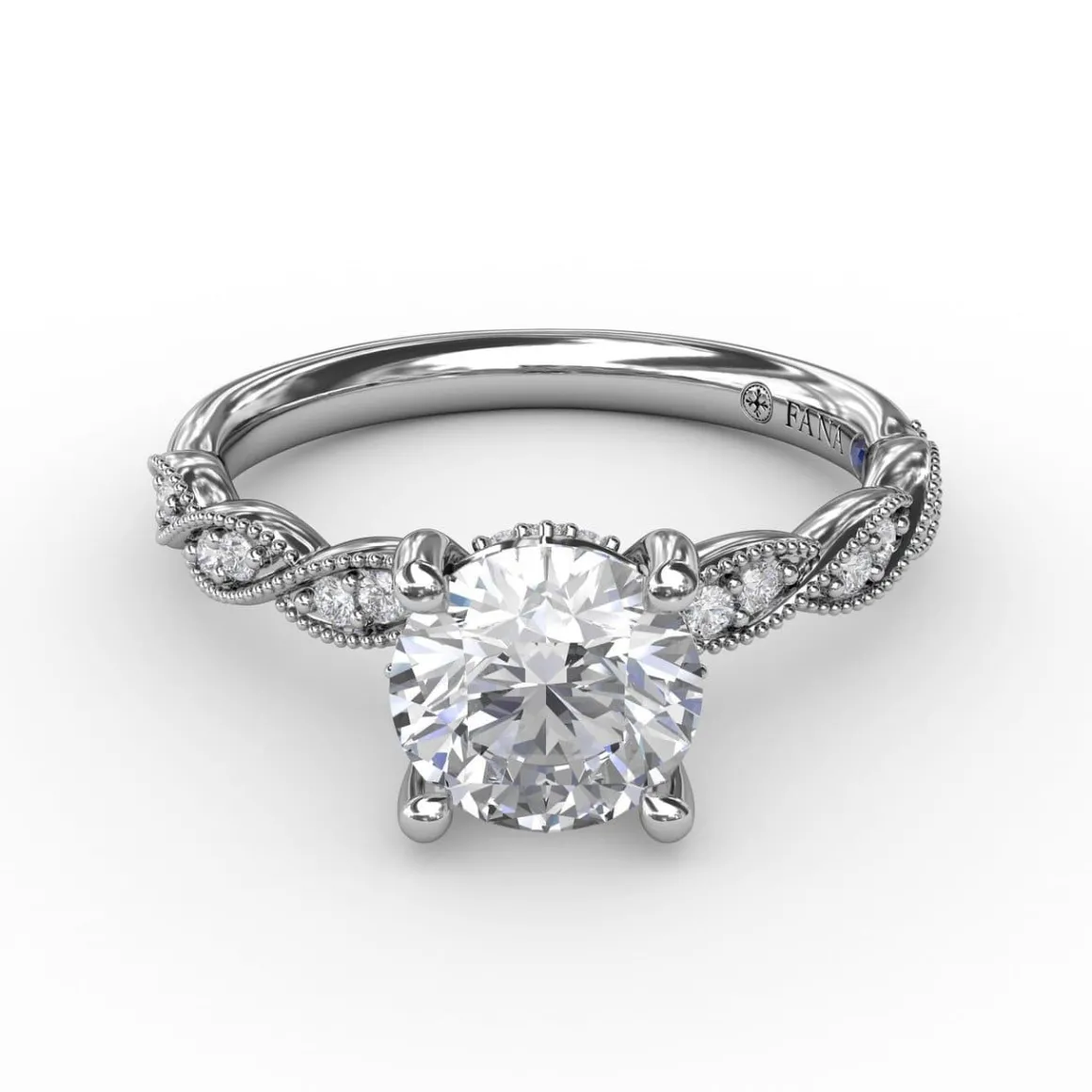 Classic Diamond Solitaire Engagement Ring With Diamond Twist Band