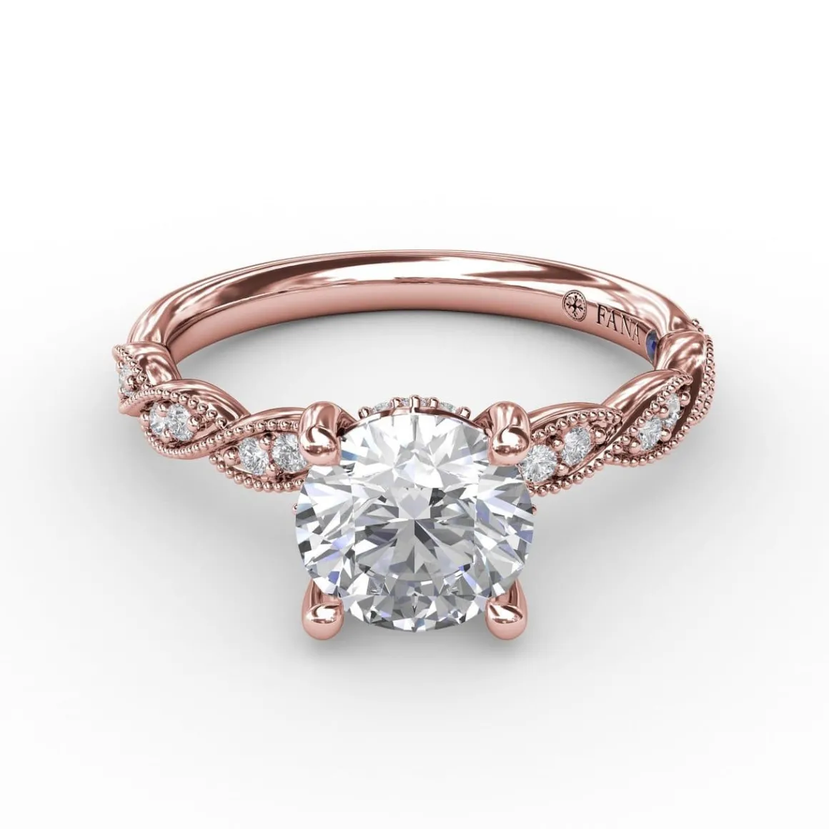 Classic Diamond Solitaire Engagement Ring With Diamond Twist Band