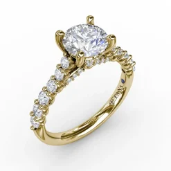 Contemporary Diamond Solitaire Engagement Ring With Hidden Halo