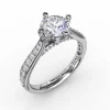 Contemporary Diamond Solitaire Engagement Ring With Tapered Diamond Band