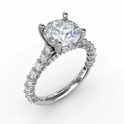 Contemporary Diamond Solitaire Engagement Ring With Hidden Halo