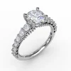 Contemporary Diamond Solitaire Engagement Ring With Openwork Diamond Band