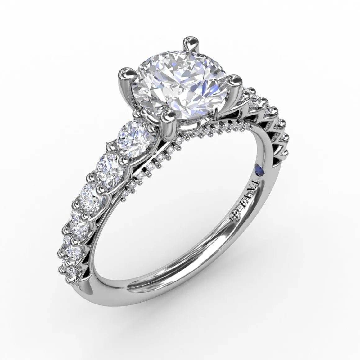 Contemporary Diamond Solitaire Engagement Ring With Openwork Diamond Band