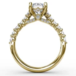 Contemporary Diamond Solitaire Engagement Ring With Hidden Halo
