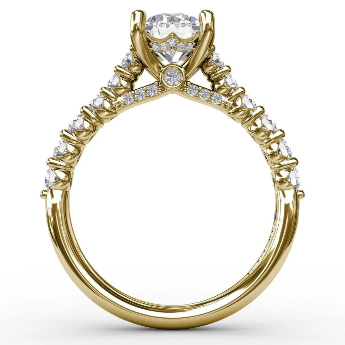 Contemporary Diamond Solitaire Engagement Ring With Hidden Halo