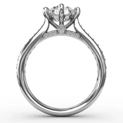Contemporary Diamond Solitaire Engagement Ring With Tapered Diamond Band