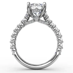 Contemporary Diamond Solitaire Engagement Ring With Hidden Halo