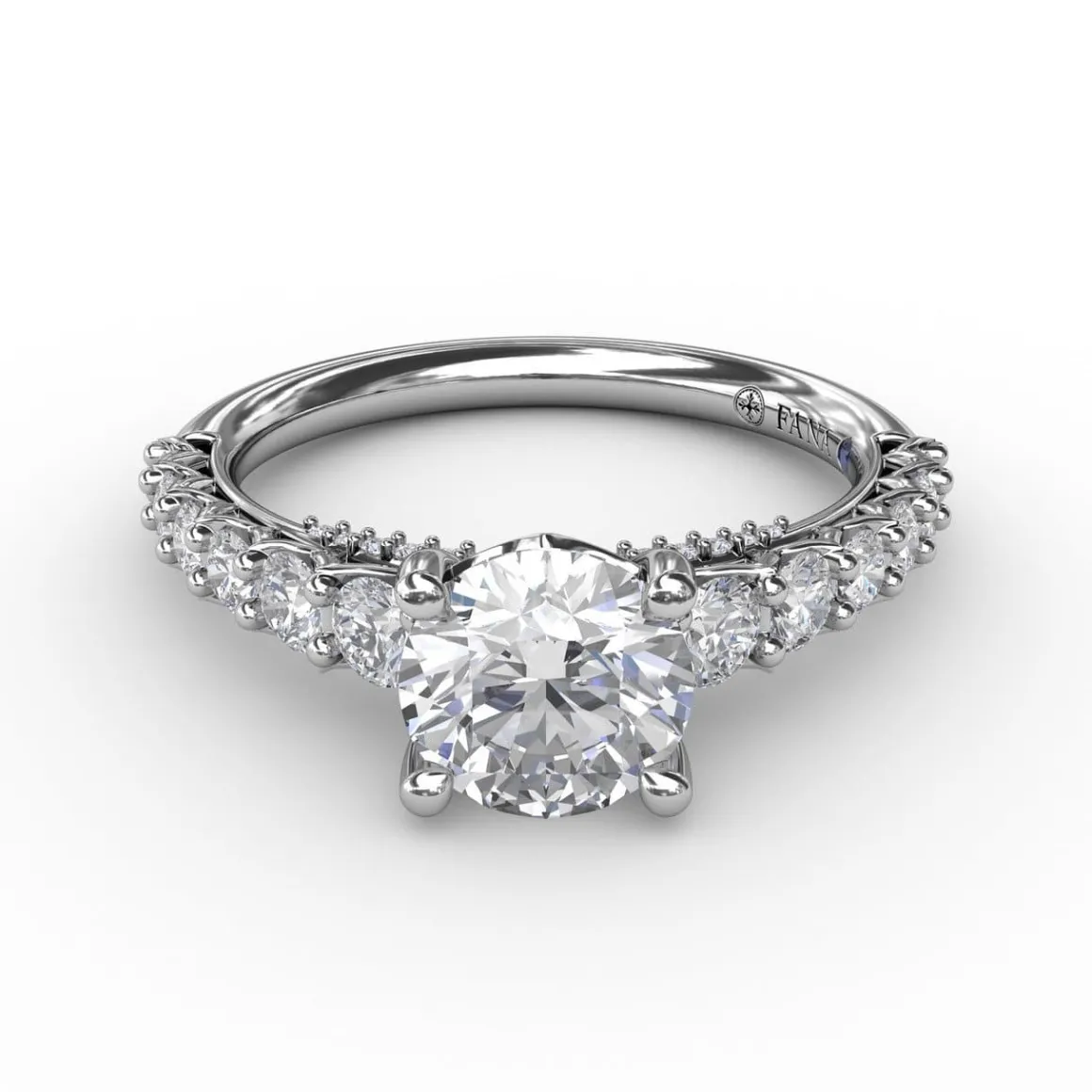 Contemporary Diamond Solitaire Engagement Ring With Openwork Diamond Band