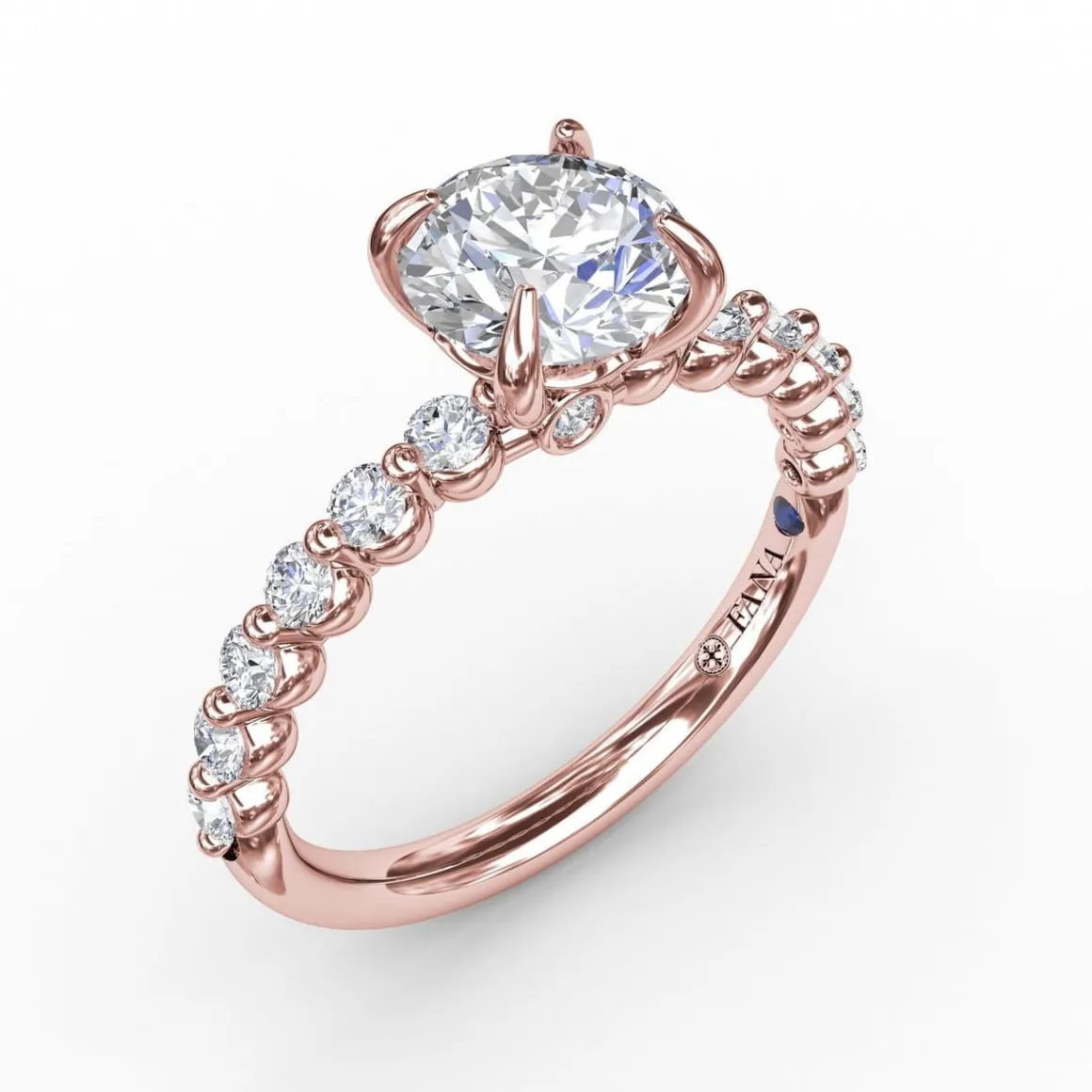 Contemporary Round Diamond Solitaire Engagement Ring With Diamond Band