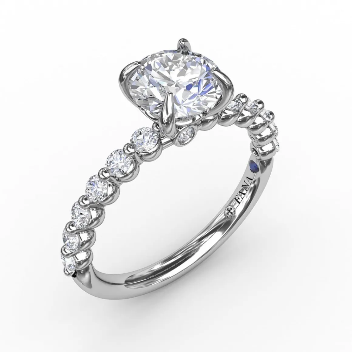 Contemporary Round Diamond Solitaire Engagement Ring With Diamond Band