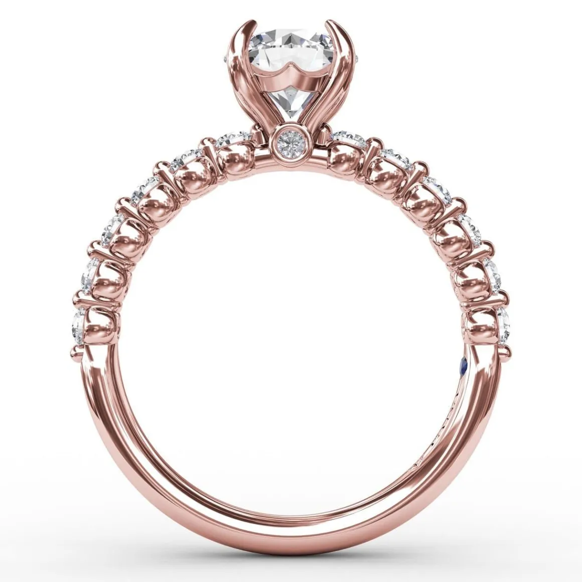 Contemporary Round Diamond Solitaire Engagement Ring With Diamond Band