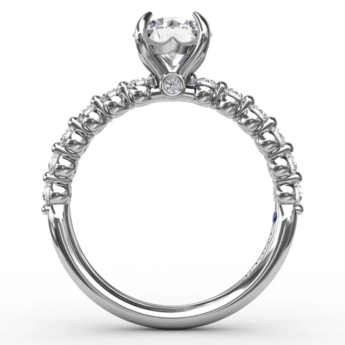 Contemporary Round Diamond Solitaire Engagement Ring With Diamond Band