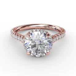 Contemporary Round Diamond Halo Engagement Ring With Geometric Details