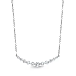Curved Diamond Bar Necklace in 18K White Gold