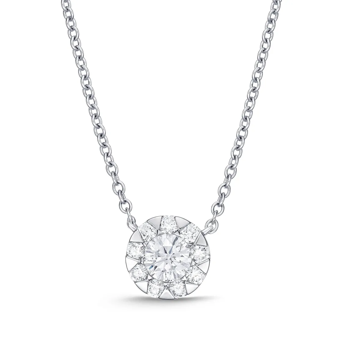 Diamond Bouquet Cluster Necklace in 18K White Gold