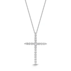 Diamond Cross Pendant in 18K White Gold .18ct