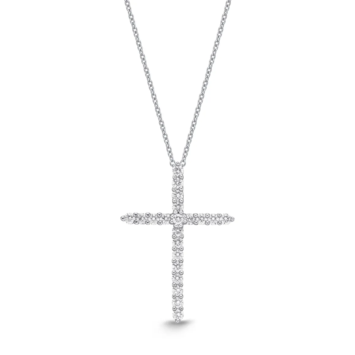Diamond Cross Pendant in 18K White Gold .18ct