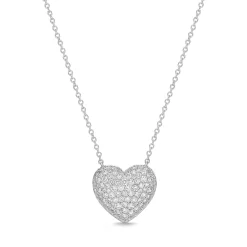 Diamond Pave Heart Pendant in 18K White Gold 1.01ct