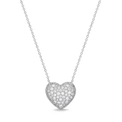 Diamond Pave Heart Pendant in 18K White Gold .50ct