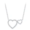 Double Heart Necklace in 14K White Gold .15ct