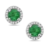 Emerald And Diamond Halo Post Earrings