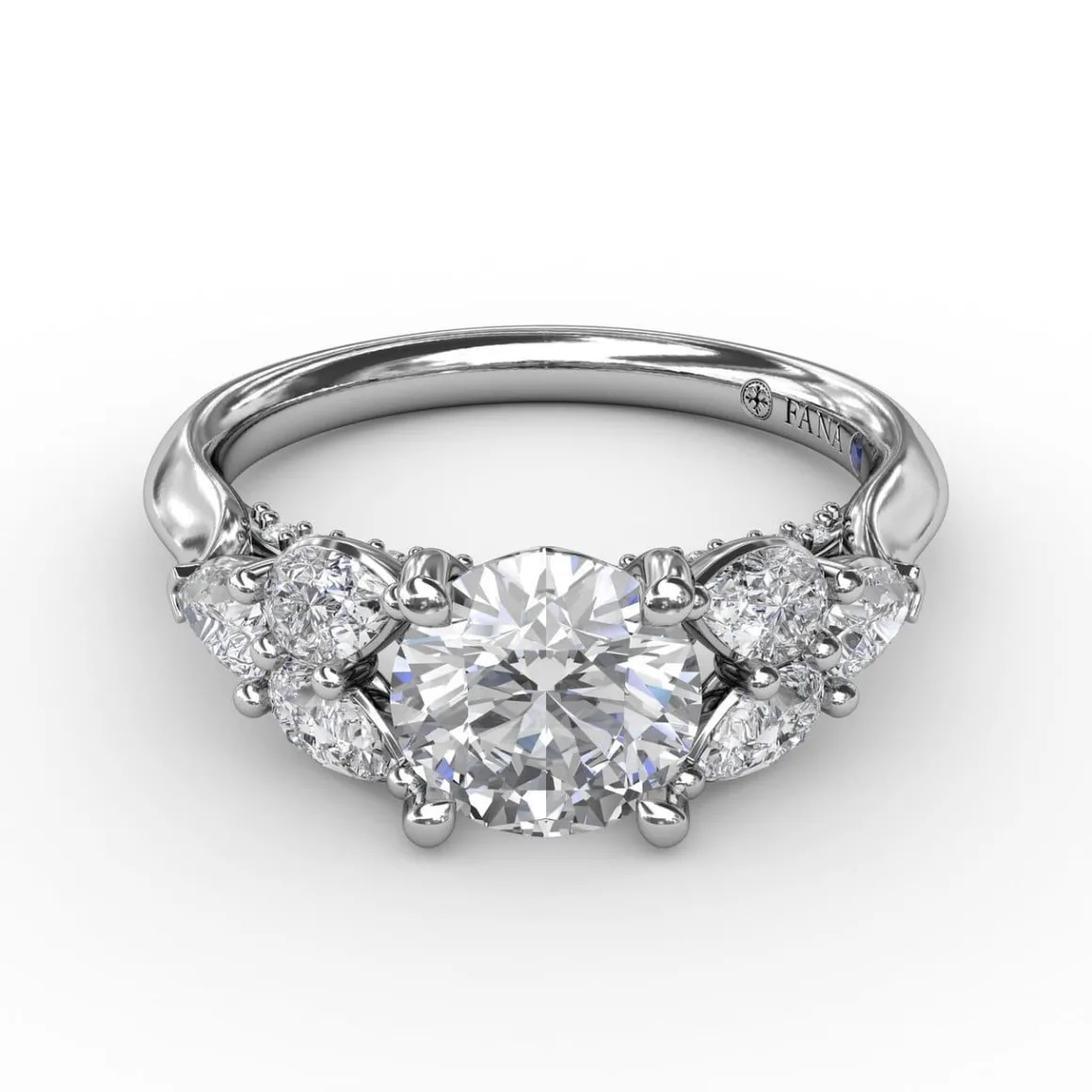Floral Multi-Stone Engagement Ring With Diamond Leaves