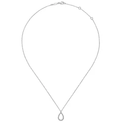 Gabriel & Co. 14K White Gold Teardrop Diamond Pendant Necklace